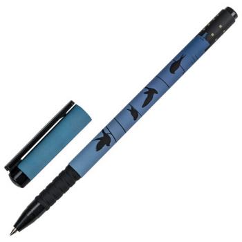 Ручка шариковая BRAUBERG SOFT TOUCH GRIP "NIGHT CITY", СИНЯЯ, мягкое покрытие, узел 0,7 мм, 143712 - Премиум Сервис