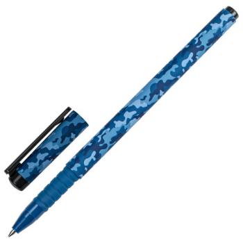 Ручка шариковая BRAUBERG SOFT TOUCH GRIP "MILITARY", СИНЯЯ, мягкое покрытие, узел 0,7 мм, 143713 - Премиум Сервис