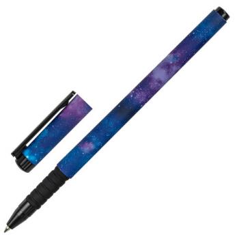 Ручка шариковая BRAUBERG SOFT TOUCH GRIP "SPACE", СИНЯЯ, мягкое покрытие, узел 0,7 мм, 143714 - Премиум Сервис