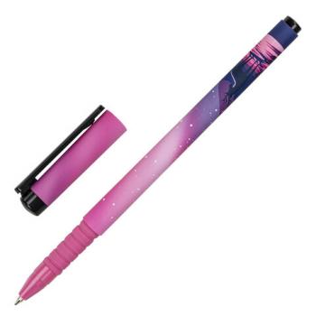 Ручка шариковая BRAUBERG SOFT TOUCH GRIP "STARS", СИНЯЯ, мягкое покрытие, узел 0,7 мм, 143715 - Премиум Сервис