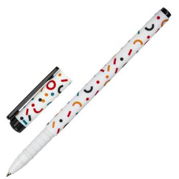 Ручка шариковая BRAUBERG SOFT TOUCH GRIP "CONFETTI", СИНЯЯ, мягкое покрытие, узел 0,7 мм, 143723 - Премиум Сервис