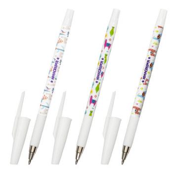 Ручка шариковая ЮНЛАНДИЯ "LAMA", синяя, SOFT TOUCH покрытие, узел 0,7 мм, линия письма 0,35 мм, 143735 - Премиум Сервис