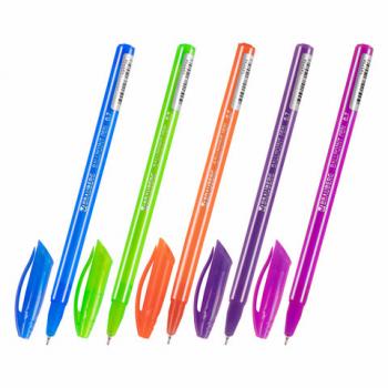 Ручка шариковая масляная BRAUBERG STRIPES, СИНЯЯ, корпус ассорти, узел 0,7 мм, линия письма 0,35 мм, 143736 - Премиум Сервис