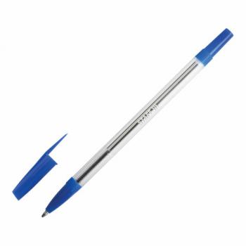Ручка шариковая STAFF "BP-03", СИНЯЯ, корпус прозрачный, узел 1 мм, линия письма 0,5 мм, 143742 - Премиум Сервис