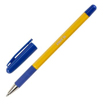 Ручка шариковая с грипом STAFF "Basic BP-14 Orange", СИНЯЯ, узел 0,7 мм, линия письма 0,35 мм, 143747 - Премиум Сервис