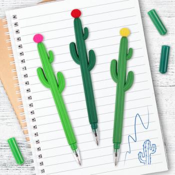 Ручка фигурная шариковая ЮНЛАНДИЯ "Кактус", мягкий силиконовый корпус, ассорти, СИНЯЯ, пишущий узел 0,7 мм, 143774 - Премиум Сервис