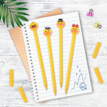 Ручка с топпером шариковая ЮНЛАНДИЯ "Цыпленок", корпус ассорти, СИНЯЯ, пишущий узел 0,7 мм, 143808 - Премиум Сервис