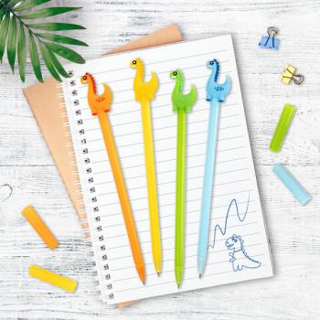 Ручка с топпером шариковая ЮНЛАНДИЯ "Динозаврик", корпус ассорти, СИНЯЯ, пишущий узел 0,7 мм, 143809 - Премиум Сервис