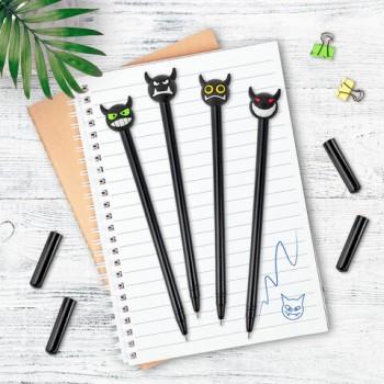 Ручка с топпером шариковая ЮНЛАНДИЯ "Чертёнок", корпус ассорти, СИНЯЯ, пишущий узел 0,7 мм, 143812 - Премиум Сервис