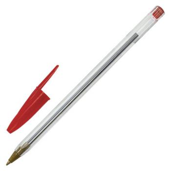 Ручка шариковая STAFF "Basic Budget BP-04", КРАСНАЯ, линия письма 0,5 мм, с штрихкодом, 143870 - Премиум Сервис