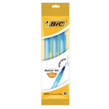 Ручки шариковые BIC "Round Stic", НАБОР 3 шт., СИНИЕ, узел 1 мм, линия письма 0,32 мм, пакет, 9021522 - Премиум Сервис