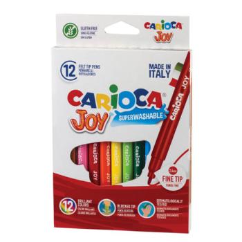 Фломастеры CARIOCA (Италия) "Joy", 12 цветов, суперсмываемые, вентилируемый колпачок, картонная коробка, 40614 - Премиум Сервис