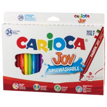 Фломастеры CARIOCA (Италия) "Joy", 24 цвета, суперсмываемые, вентилируемый колпачок, картонная коробка, 40615 - Премиум Сервис