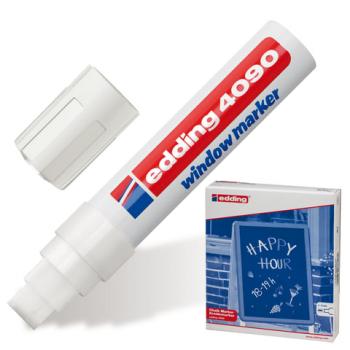 Маркер меловой EDDING "4090", 4-15 мм, БЕЛЫЙ, влагостираемый, для гладких поверхностей, E-4090/49 - Премиум Сервис