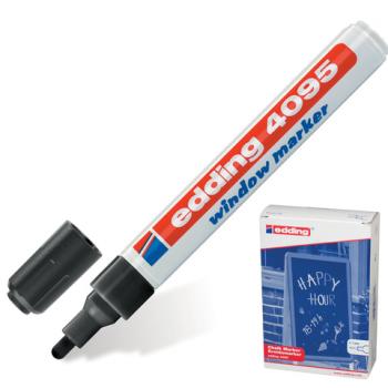 Маркер меловой EDDING "4095", 2-3 мм, ЧЕРНЫЙ, влагостираемый, для гладких поверхностей, E-4095/1 - Премиум Сервис
