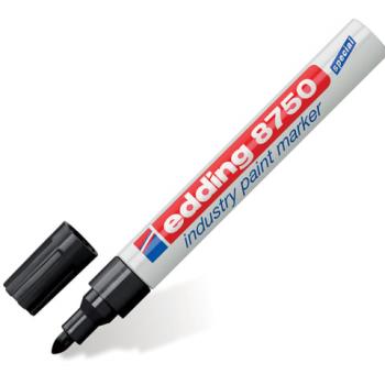 Маркер-краска лаковый (paint marker) EDDING 8750, ЧЕРНЫЙ, 2-4 мм, круглый наконечник, алюминиевый корпус, E-8750/1 - Премиум Сервис