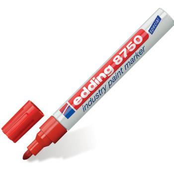Маркер-краска лаковый (paint marker) EDDING 8750, КРАСНЫЙ, 2-4 мм, круглый наконечник, алюминиевый корпус, E-8750/2 - Премиум Сервис