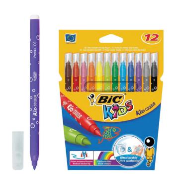 Фломастеры BIC "Kid Couleur", 12 цветов, суперсмываемые, вентилируемый колпачок, европодвес, 9202932 - Премиум Сервис