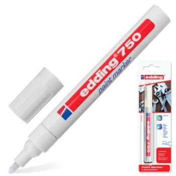 Маркер-краска лаковый EDDING "750", 2-4 мм, БЕЛЫЙ, круглый наконечник, алюминиевый корпус, Е750/49 - Премиум Сервис