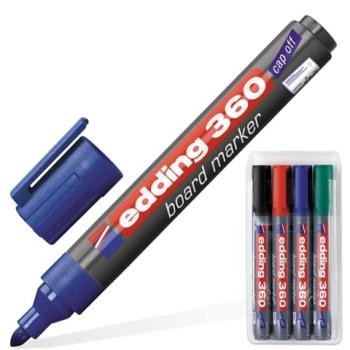 Маркеры стираемые для белой доски НАБОР 4 ЦВЕТА, EDDING "360", 1,5-3 мм, E-360/4S - Премиум Сервис