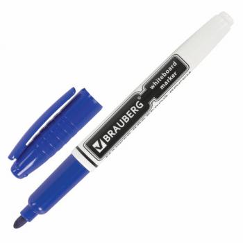 Маркер стираемый для белой доски СИНИЙ, BRAUBERG, 4 мм, с клипом, эргономичный корпус, 150847 - Премиум Сервис