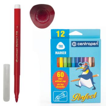 Фломастеры 12 ЦВЕТОВ CENTROPEN "Just Perfect", смываемые, устойчивы к высыханию, 2510/12KK, 7 2510 1285 - Премиум Сервис