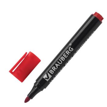 Маркер для флипчарта BRAUBERG, НЕПРОПИТЫВАЮЩИЙ, КРАСНЫЙ, круглый наконечник, 2,5 мм, 151255 - Премиум Сервис