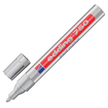 Маркер-краска лаковый EDDING 750, 2-4 мм, СЕРЕБРИСТЫЙ, круглый наконечник, алюминиевый корпус, E-750/54 - Премиум Сервис