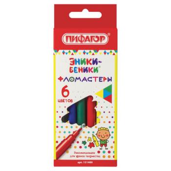 Фломастеры ПИФАГОР "ЭНИКИ-БЕНИКИ", 6 цветов, вентилируемый колпачок, 151400 - Премиум Сервис