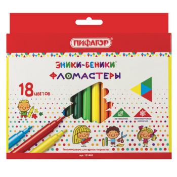 Фломастеры ПИФАГОР "ЭНИКИ-БЕНИКИ", 18 цветов, вентилируемый колпачок, 151402 - Премиум Сервис