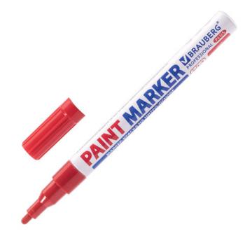 Маркер-краска лаковый (paint marker) 2 мм, КРАСНЫЙ, НИТРО-ОСНОВА, алюминиевый корпус, BRAUBERG PROFESSIONAL PLUS, 151440 - Премиум Сервис