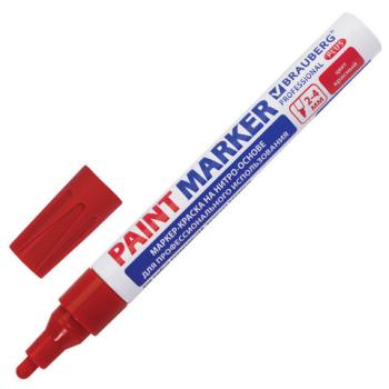Маркер-краска лаковый (paint marker) 4 мм, КРАСНЫЙ, НИТРО-ОСНОВА, алюминиевый корпус, BRAUBERG PROFESSIONAL PLUS, 151446 - Премиум Сервис