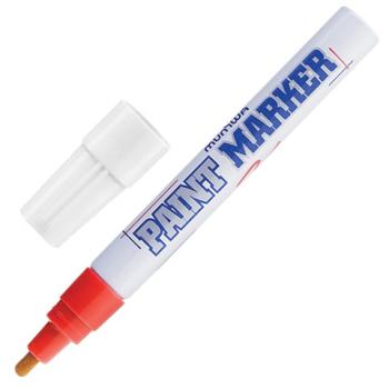 Маркер-краска лаковый (paint marker) MUNHWA, 4 мм, КРАСНЫЙ, нитро-основа, алюминиевый корпус, PM-03 - Премиум Сервис