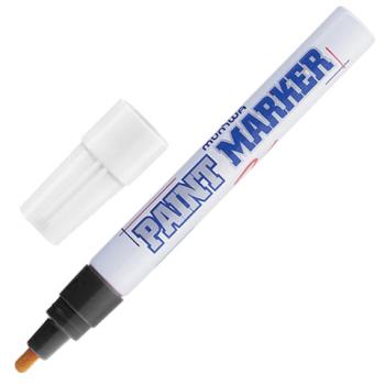 Маркер-краска лаковый (paint marker) MUNHWA, 4 мм, ЧЕРНЫЙ, нитро-основа, алюминиевый корпус, PM-01 - Премиум Сервис