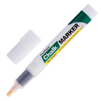 Маркер меловой MUNHWA "Chalk Marker", 3 мм, БЕЛЫЙ, сухостираемый, для гладких поверхностей, CM-05 - Премиум Сервис