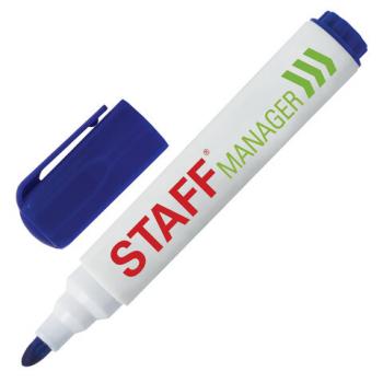 Маркер стираемый для белой доски СИНИЙ, STAFF "Manager" WBM-491, 5 мм, с клипом, 151492 - Премиум Сервис