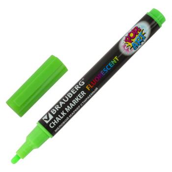Маркер меловой "POP-ART" ЗЕЛЕНЫЙ, 3,5 мм, стираемый, для гладких поверхностей, BRAUBERG, 151524 - Премиум Сервис