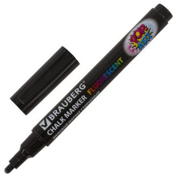Маркер меловой "POP-ART" ЧЕРНЫЙ, 3,5 мм, стираемый, для гладких поверхностей, BRAUBERG, 151525 - Премиум Сервис