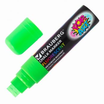 Маркер меловой "POP-ART" ЗЕЛЕНЫЙ, 15 мм, стираемый, для гладких поверхностей, BRAUBERG, 151542 - Премиум Сервис