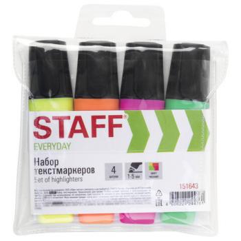 Набор текстовыделителей STAFF "EVERYDAY" HL-638, 4 шт., АССОРТИ, линия 1-5 мм, 151643 - Премиум Сервис