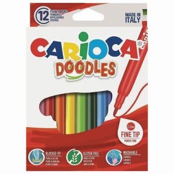Фломастеры CARIOCA (Италия) "Doodles", 12 цветов, суперсмываемые, 42314 - Премиум Сервис