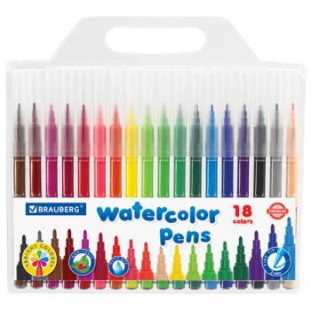 Фломастеры BRAUBERG "PREMIUM", 18 цветов, КЛАССИЧЕСКИЕ, вентилируемый колпачок, ПВХ-упаковка с европодвесом, 151935 - Премиум Сервис