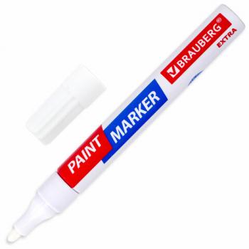 Маркер-краска лаковый EXTRA (paint marker) 4 мм, БЕЛЫЙ, УСИЛЕННАЯ НИТРО-ОСНОВА, BRAUBERG, 151978 - Премиум Сервис