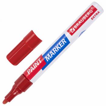 Маркер-краска лаковый EXTRA (paint marker) 4 мм, КРАСНЫЙ, УСИЛЕННАЯ НИТРО-ОСНОВА, BRAUBERG, 151980 - Премиум Сервис