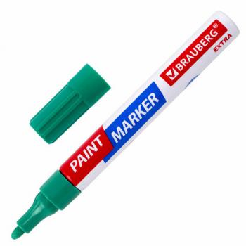Маркер-краска лаковый EXTRA (paint marker) 4 мм, ЗЕЛЕНЫЙ, УСИЛЕННАЯ НИТРО-ОСНОВА, BRAUBERG, 151985 - Премиум Сервис