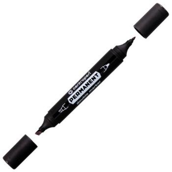 Маркер перманентный двусторонний CENTROPEN 1666, ЧЕРНЫЙ, круглый/скошенный, 1/1-4 мм, 6 1666 0112 - Премиум Сервис