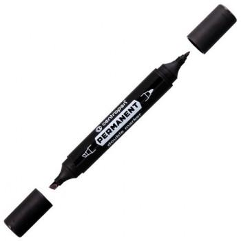 Маркер перманентный двусторонний CENTROPEN 1666, ЧЕРНЫЙ, круглый/скошенный, 1/1-4 мм, 6 1666 0112 - Премиум Сервис