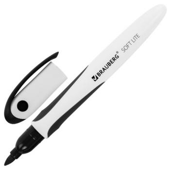 Маркер стираемый для белой доски ЧЕРНЫЙ, BRAUBERG "SOFT LITE", 3 мм, резиновая вставка, 152103 - Премиум Сервис