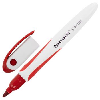 Маркер стираемый для белой доски КРАСНЫЙ, BRAUBERG "SOFT LITE", 3 мм, резиновая вставка, 152104 - Премиум Сервис