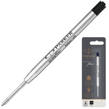 Стержень шариковый PARKER "Quinkflow", металлический, 98 мм, линия письма 0,7 мм, блистер, черный, 1950369 - Премиум Сервис